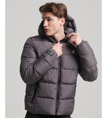 M5011827A Veste matelassée sport grise avec capuche (S), Casuel, Polyester, Nylon recyclé - Superdry - Modalova