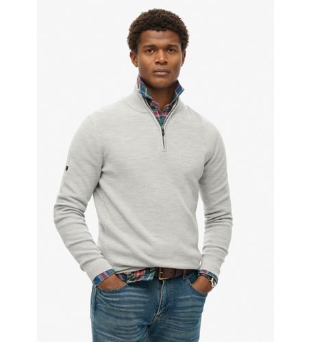 M6110515A Pull en laine mérinos avec demi-fermeture éclair grise (S), Casuel - Superdry - Modalova