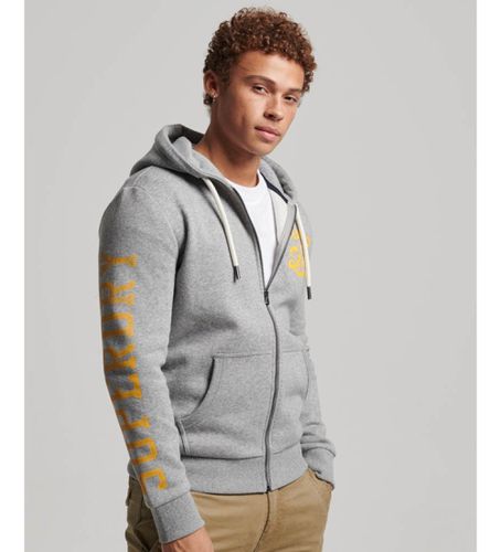 M2013150A Athletic College zip hooded graphic sweatshirt with hoodie (M), Casuel, Sport, Gris, Coton - Superdry - Modalova