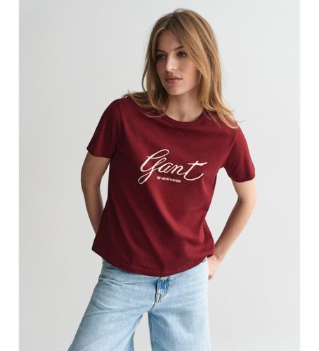 T-shirt avec inscription marron (L), Casuel, Grenat, Coton, Manche courte - Gant - Modalova