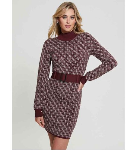 W4BK43Z37K0 Mini robe en jersey avec logo 4g marron (S), Casuel, Grenat, Viscose, Manche longue - Guess - Modalova