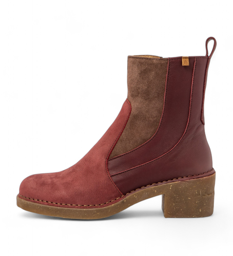 AD005_091 Bottines en cuir bourgogne N5668 (37), 5 à 8 cm, Fermeture éclair, Casuel, Bordeaux - El Naturalista - Modalova