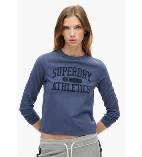 W6011962A Athletic Essentials Ringer Fitted T-Shirt (S), Bleu, Casuel, Coton, Manche longue - Superdry - Modalova