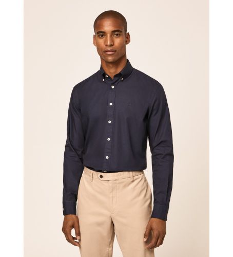 Til mænd. HM309157 Oxford skjorte Navy (L), Casual, Lange ærmer, Økologisk bomuld, Bæredygtig - Hackett London - Modalova