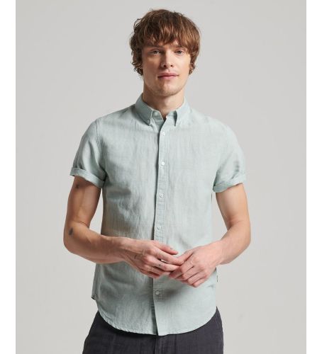 Til mænd. M4010498A Kortærmet skjorte i hør og økologisk bomuld (S), Casual, Linned, Korte ærmer - Superdry - Modalova