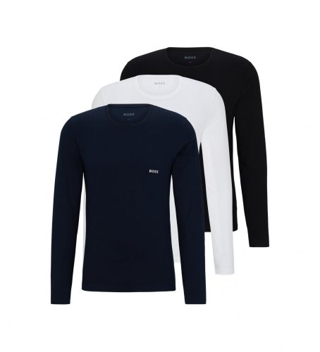 Til mænd. 50492321 Pakke med 3 veste med logo navy, , (L), Afslappet, Bomuld, Lange ærmer, Blå - BOSS - Modalova