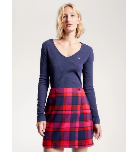 Til kvinder. DW0DW14278 Essential cropped langærmet t-shirt navy (M), Casual, Bomuld, Lange ærmer, Bæredygtig - Tommy Jeans - Modalova
