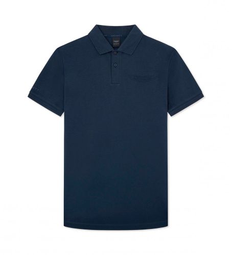 Til mænd. HM563185 Polo Am Emboss Bk navy (S), Casual, Bomuld, Korte ærmer, Blå - Hackett London - Modalova