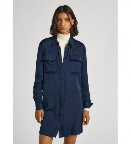 Til kvinder. PL953403 Itziar kjole navy (M), Casual, Polyester, Lange ærmer - Pepe Jeans - Modalova