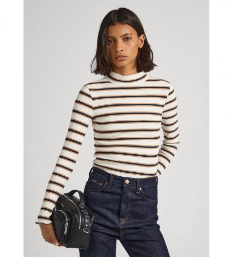 Til kvinder. PL505678 Cher stribet T-shirt (M), Casual, Bomuld, Lange ærmer - Pepe Jeans - Modalova