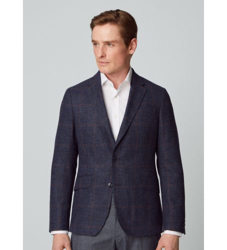 Til mænd. HM443250 Pow Chekc navy blazer (38/32), Casual, Party, Bomuld, Klassisk, Lange ærmer - Hackett London - Modalova
