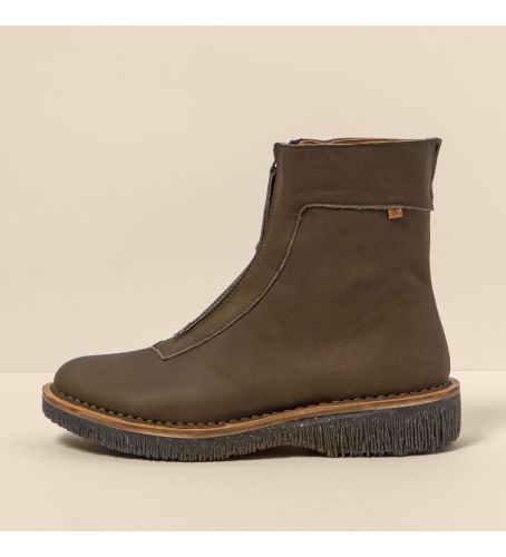 Til kvinder. 255811FE0005_0G3 Ankelstøvler i N5581 Wax Nappa Forest/Volcano (36), Fast, 1-3 cm, Lynlås, Casual, Grøn - El Naturalista - Modalova