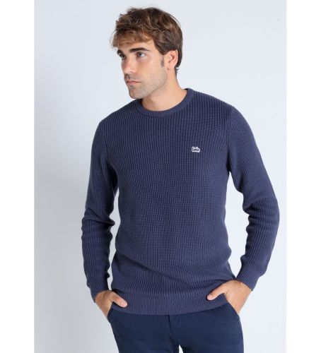 Til mænd. 176483357 Perkins Pullover med krave Navy Block Colour (S), Casual, Bomuld, Lange ærmer - Lois Jeans - Modalova