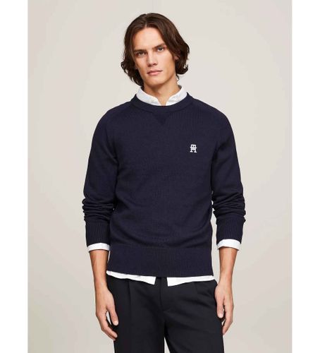 Til mænd. MW0MW34687 Pullover med navyfarvede striber (L), Casual, Bomuld - Tommy Hilfiger - Modalova