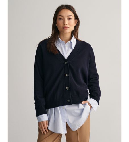 Til kvinder. 4802118 Meget fin navy cardigan af fåreuld (L), Casual, Bomuld, Blå - Gant - Modalova