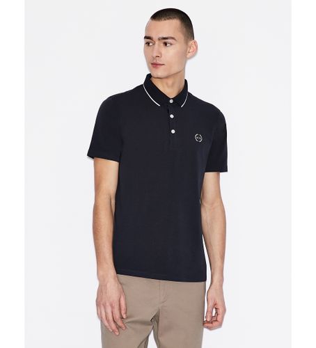 Til mænd. 8NZF70Z8M9Z1510 Navy poloshirt i strik med regular fit (L), Casual, Bomuld, Korte ærmer - Armani Exchange - Modalova