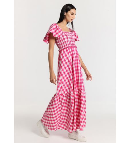 Til kvinder. 447992499 Lang boho-kjole med flagrende ærmer honeycomb vichy multicolour print (XS), Casual, Bomuld, Uden ærmer - Lois Jeans - Modalova