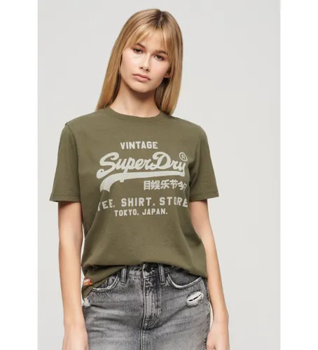 Til kvinder. W1011476A Heritage T-shirt med grønt Vintage-logo (XS), Casual, Korte ærmer, Bæredygtig, Genbrugsbomuld - Superdry - Modalova