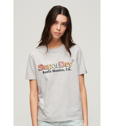 Til kvinder. W1011487A T-shirt med gråt regnbuelogo (S), Casual, Bomuld, Korte ærmer - Superdry - Modalova