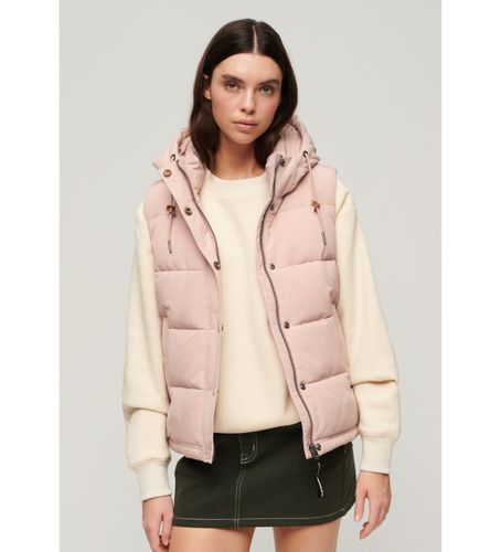 Til kvinder. W5011552A Everest quiltet vest med hætte lyserød (M), Casual, Pink, Polyester - Superdry - Modalova