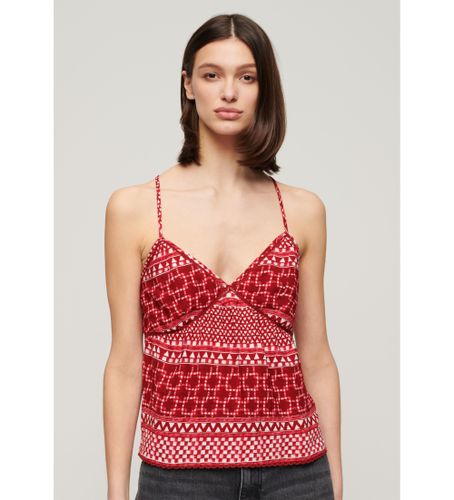 Til kvinder. W6011866A Strikket tank top med rødt print (M), Casual, Viscose, Uden ærmer/stropper - Superdry - Modalova