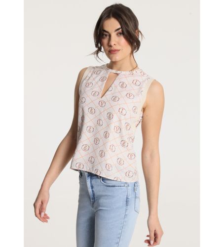 Til kvinder. 330148037 Offwhite, flydende top med blomsterprint (XS), , Casual, Polyester, Uden ærmer/stropper - Victorio & Lucchino, V&L - Modalova