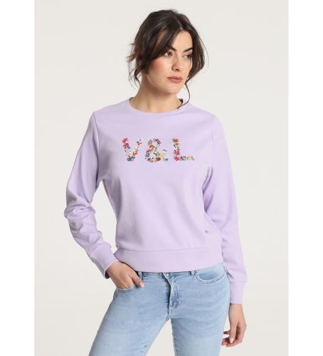 Til kvinder. 360008040 Broderet sweatshirt med blomst (XS), Casual, Bomuld, Lange ærmer - Victorio & Lucchino, V&L - Modalova
