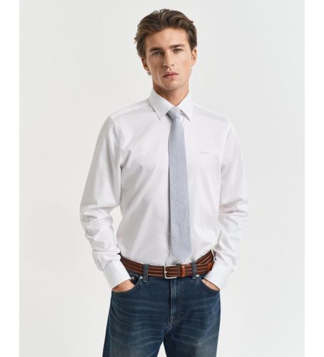 Til mænd. 3230300 Slim Fit satinskjorte (L), Casual, Party, Bomuld, Klassisk, Lange ærmer - Gant - Modalova