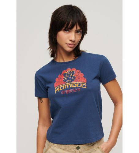 Til kvinder. W1011552A Komodo Ganesh navy tætsiddende t-shirt (XS), Casual, Korte ærmer, Økologisk bomuld, Bæredygtig - Superdry - Modalova