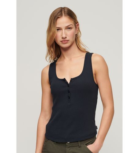 Til kvinder. W6011941A Athletic Essentials navy tank top med knaplukning (S/M), Casual, Bomuld, Uden ærmer/stropper, Blå - Superdry - Modalova