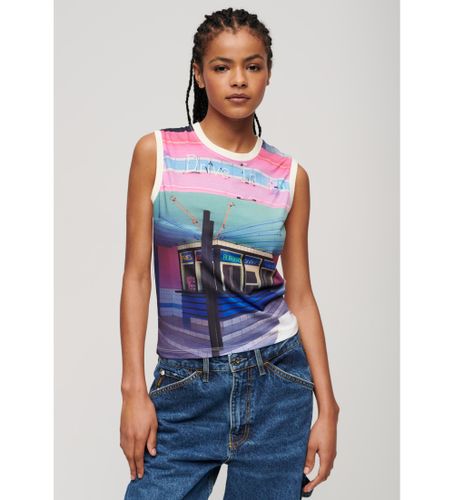 Til kvinder. W6011959A Tank top med hvidt sub print (XS), Casual, Bomuld, Uden ærmer/stropper - Superdry - Modalova