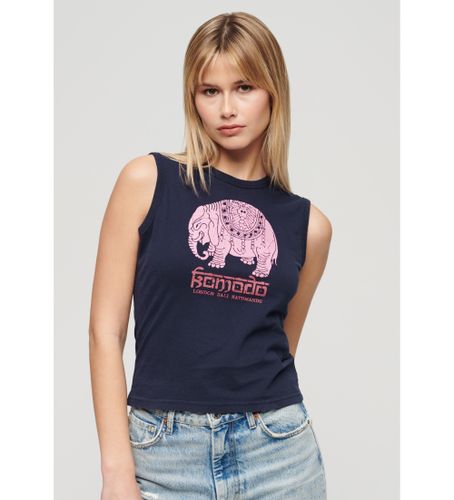 Til kvinder. W6011979A Komodo Hathi navy ærmeløs tanktop (XS), Casual, Bomuld, Uden ærmer/stropper - Superdry - Modalova