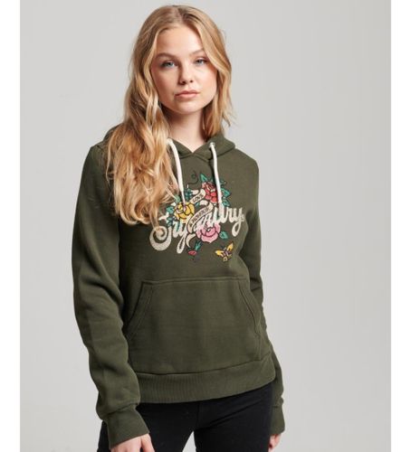Til kvinder. W2011958A Grafisk sweatshirt med hætte Tattoo Script (XS), Casual, Sport, Bomuld - Superdry - Modalova