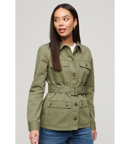 Til kvinder. W5011661A Safarijakke i bomuld med grønt bælte (XS), Casual, Økologisk bomuld, Bæredygtig - Superdry - Modalova