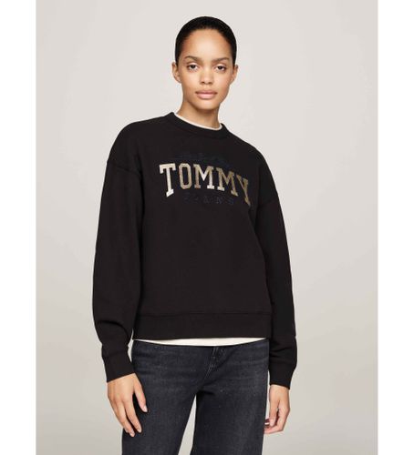 Til kvinder. DW0DW19845 Baggy sweatshirt med glitterlogo, (L), Casual, Bomuld - Tommy Jeans - Modalova