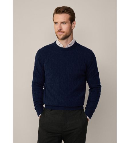 Til mænd. HM703241 Navy flettet pullover (M), Casual, Bomuld, Lange ærmer, Blå - Hackett London - Modalova