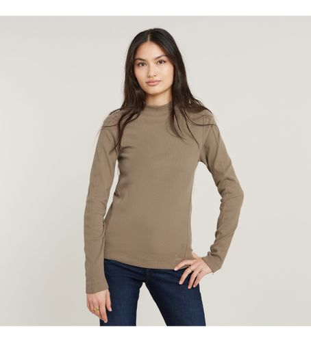 Til kvinder. D25033-D850-C788 Slim Rib Mock T-shirt (XXS), Casual, Lange ærmer, Økologisk bomuld - G-Star - Modalova