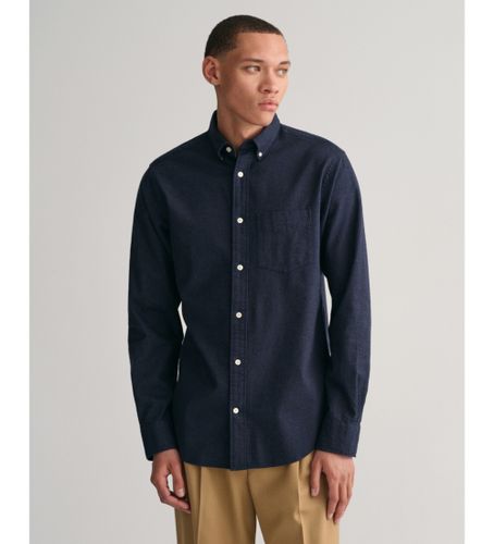 Til mænd. 3230218 Regular Fit navy marl flannel skjorte (L), Casual, Bomuld, Lange ærmer - Gant - Modalova