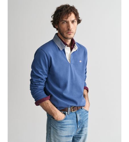 Til mænd. 2004082 chambray-poloshirt (L), Casual, Bomuld, Lange ærmer - Gant - Modalova
