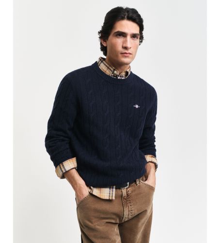 Til mænd. 8050213 Strikket trøje i fåreuld med rund hals og ottetaller (L), Casual, Bomuld - Gant - Modalova