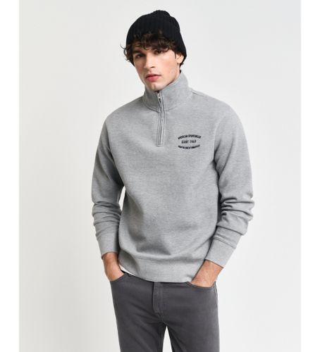 Til mænd. 2015071 Sweatshirt med halv lynlås og lille gråt design (XL), Casual, Bomuld - Gant - Modalova