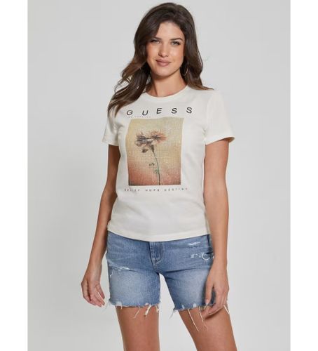 Til kvinder. W4BI13KCJI0 Billed-T-shirt (S), Casual, Bomuld, Korte ærmer - Guess - Modalova