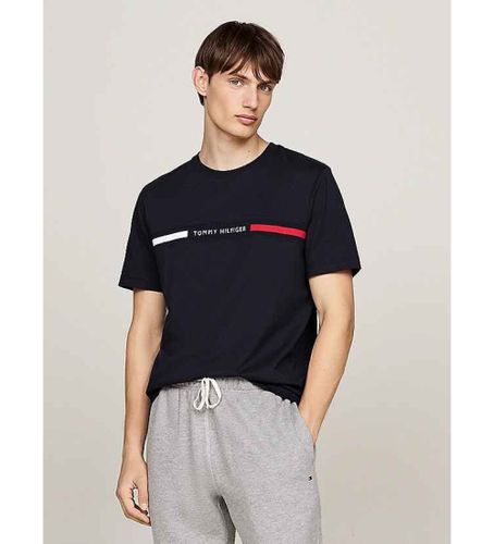 Til mænd. MW0MW36498 T-shirt med rund hals og navy-logo (S), Casual, Bomuld, Korte ærmer - Tommy Hilfiger - Modalova
