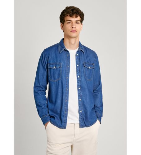 Til mænd. PM308586HT8 Almindelig skjorte (S), Casual, Denim, Lange ærmer, Bæredygtig - Pepe Jeans - Modalova