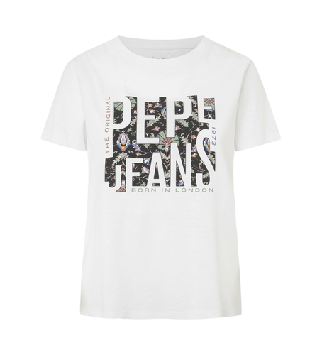 Til kvinder. PL505964 Gloria T-shirt (XS), Casual, Korte ærmer, Økologisk bomuld, Bæredygtig - Pepe Jeans - Modalova