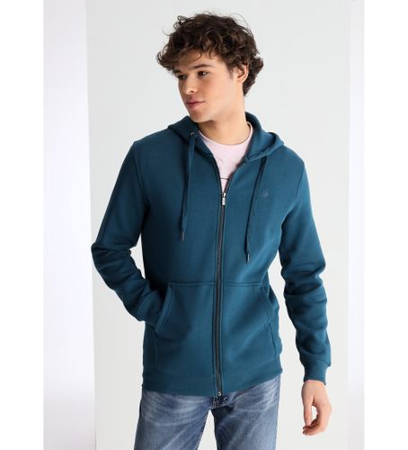 Til mænd. 164483023 Basic sweatshirt med hætte og lynlås med logobroderi (S), Casual, Bomuld - Lois Jeans - Modalova