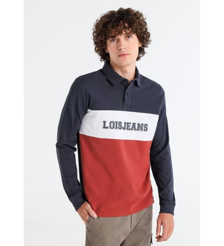 Til mænd. 132703953 Poloshirt i navy pique-stof (S), Casual, Bomuld, Lange ærmer - Lois Jeans - Modalova