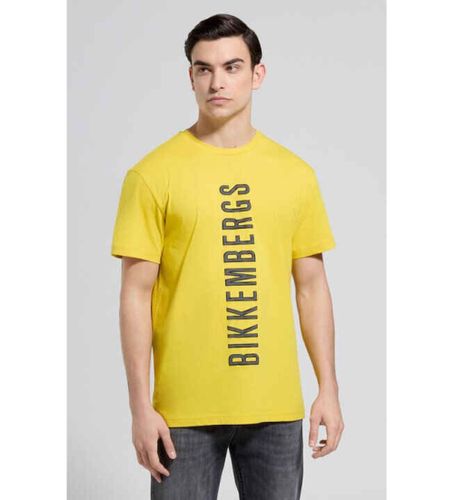 Til mænd. BMT0599 T-shirt med gult logo (M), Casual, Bomuld, Korte ærmer - Bikkembergs - Modalova