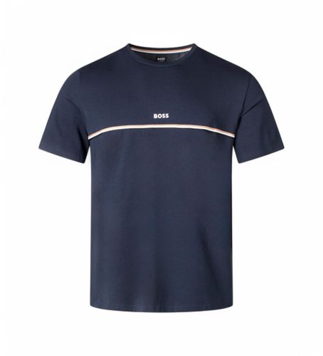 Til mænd. 50515395 Pyjamas-top i stretchbomuld med navy logoprint (L), , Afslappet, Korte ærmer - BOSS - Modalova