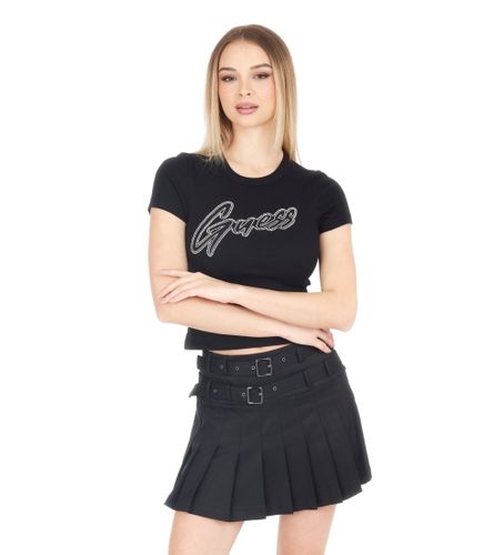 Til kvinder. W5RI68KA0H1 T-shirt med logo, (XS), Casual, Bomuld, Korte ærmer - Guess - Modalova